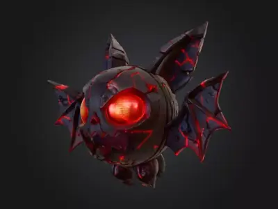 Glitchy Bat Creature in Digital Chaos Low-poly 3D model