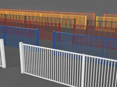 PBR Metal Fence 6 Low-poly 3D model