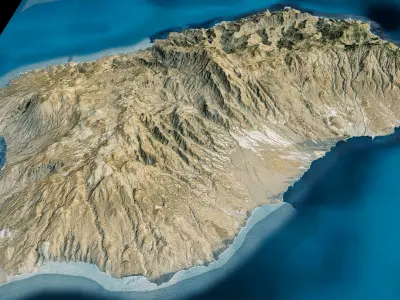 Santo Antao island 3d model terrain Low-poly 3D model