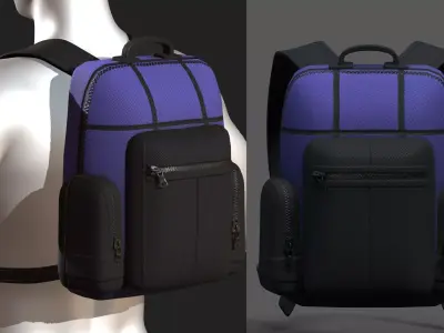 Backpack bag baggage Color 3d low poly Low-poly  Low-poly 3D model 4
