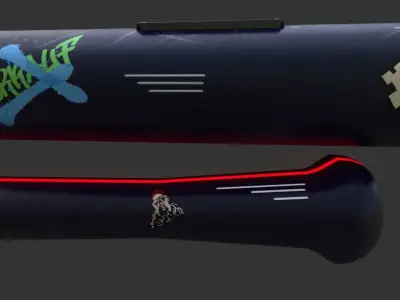 Sci-fi  Punk Bat melee weapon Low-poly 3D model