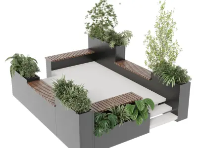 Landscape Furniture with Pergola and Roof garden 14 3D model