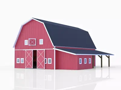 Red American Farm Barn 3D model