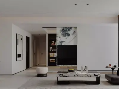 dark living room dining room bedroom 3D model
