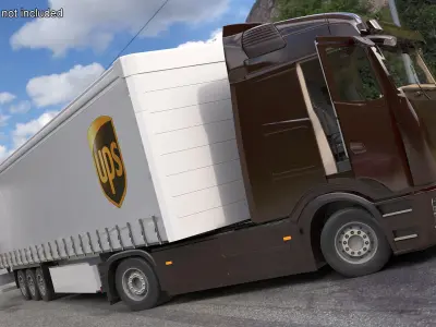  Electric Truck with UPS Trailer Rigged 