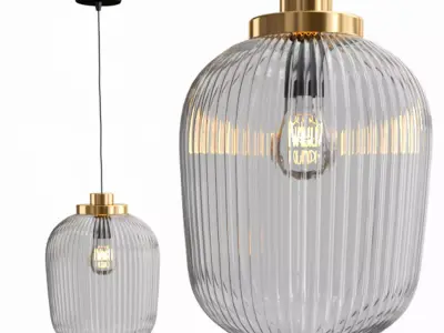 SOLKLINT two glass pendant lights with gold and brass accents 3D model