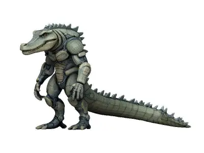 Crocodile Cyborg Low-poly 3D model