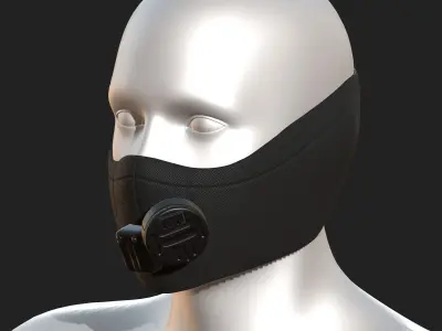 Gas mask respirator scifi futuristic ver 2 Low-poly 3D model