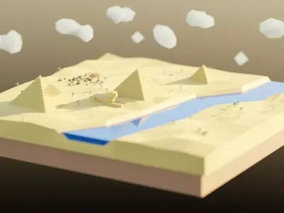 Low Poly Egypt Chunk Scene Low-poly 3D model