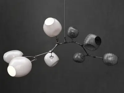 Branching bubble 8 lamps 3 3D model