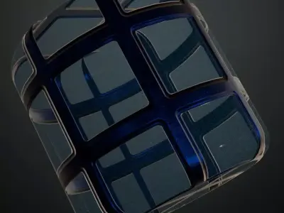 Shiny Blue Glass Metal Grill Transparent PBR Texture