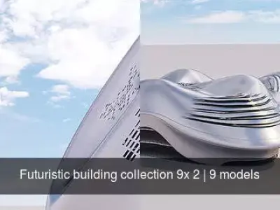 Futuristic building collection 9x 2 3D Model Pack