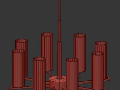 SL031 modern chandelier with brass and shades 3D model