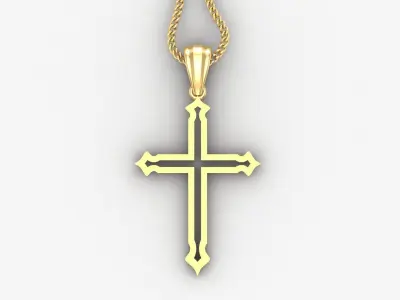 High Cross Pendant Light Gold 18K 4CP043 3D print model
