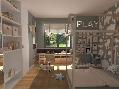 Children room 3D model Low-poly 3D model