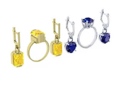 Ring boutique Rectangular and Round set 3D print model