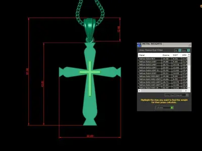 Light Gold 18K Cross Pendant 2CP058 3D print model
