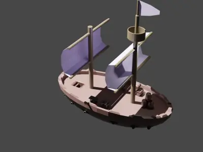 low poly pirate ship Free low-poly 3D model