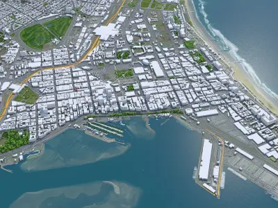 Durban South Africa 30km Low-poly 3D model