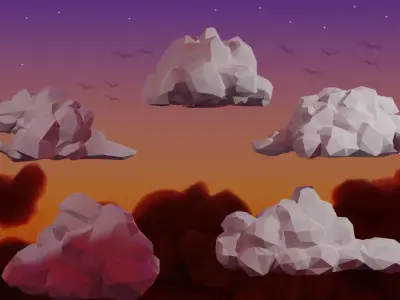 Low Poly Stylized Cumulus Clouds Pack 1 Low-poly 3D model