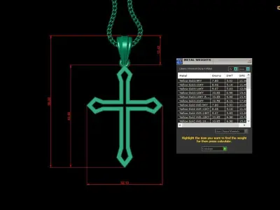 High Cross Pendant Light Gold 18K 4CP023 3D print model