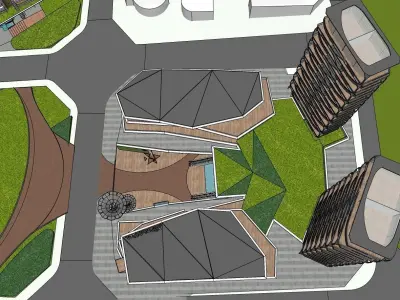 parametric highrise building along contemporary master plan 3D model