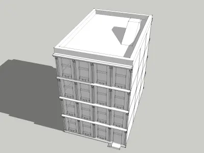 Building-1 tall building with windows on side 3D model
