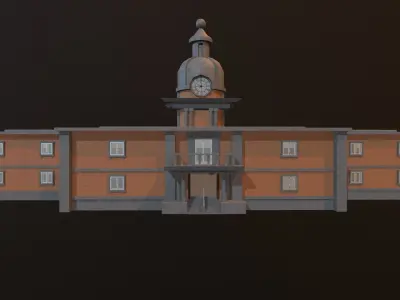 abandoned courthouse V2 Low-poly 3D model