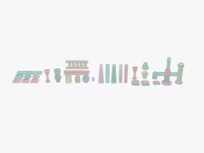 Architectural Modular Column Set Ancient style creator kit 3D print model