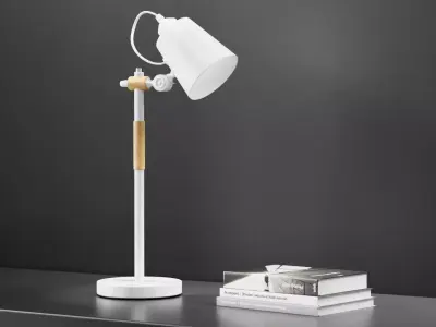 Adjustable Study Desk Lamp White Low-poly 3D model