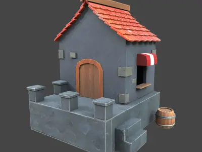 House stylized village 3d model Low-poly 3D model