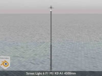 Street Light 6 F1 M1 K0 A1 4500mm Low-poly 3D model