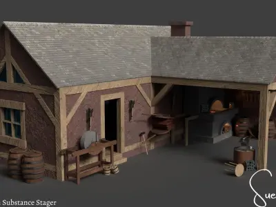 Medieval Blacksmith Set  Low-poly 3D model