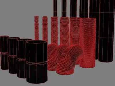 Set of mounting plastic tubes Low-poly 3D model