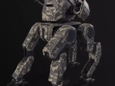 Military 4 leg Mech Low-poly 3D model