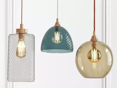 Colorful glass pendant lighting 3D model