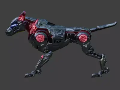 Cyberpunk Robot Dog 3D Model Low-poly 3D model
