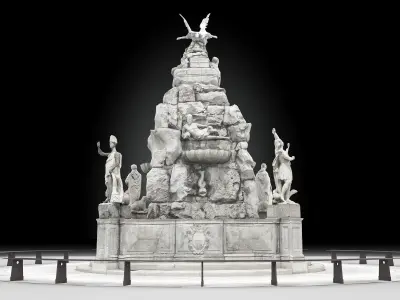 Fountain of the Four Continents Low-poly 3D model