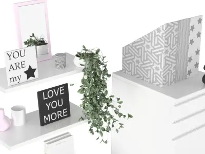 Study D - White on Pink Low-poly 3D model