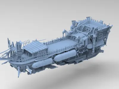 Fantasy Pirate Ship hull base 1 Low-poly 3D model