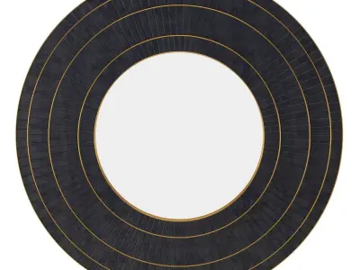 Parquet Black Brass Circle Mirror 3D model
