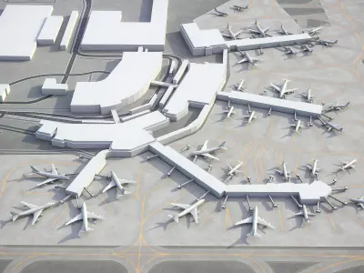 Salt Lake City - Airport - SLC Low-poly 3D model