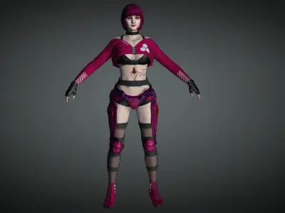 AAA Cyber Punk Female Character 02 Low-poly 3D model