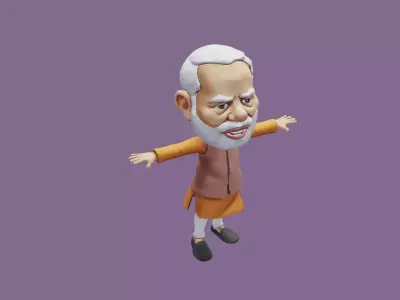 PM Modi Cartoon 3D print model Low-poly 3D model