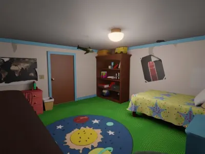 Bedroom house with windows Free 3D model
