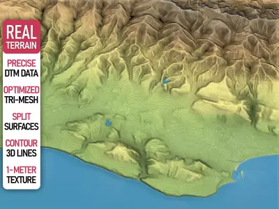 Santa Barbara - Topography Terrain Low-poly 3D model