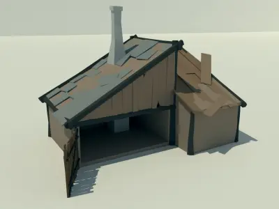 Low poly Carpenter house Low-poly 3D model
