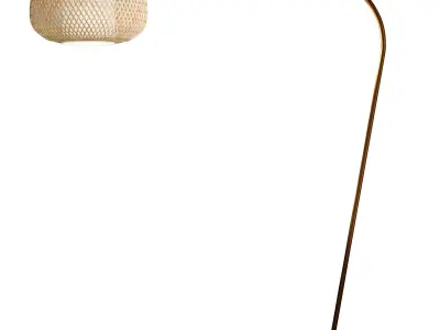 Rattan Bamboo Floor Lamp   Modern Wicker Standing Lamp 3D model