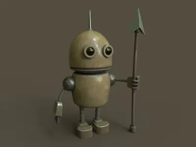 Stylized Robot Guard Low-poly 3D model