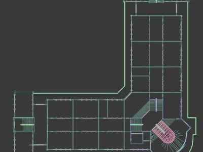 school building with interior rooms and Furnitures 3D model